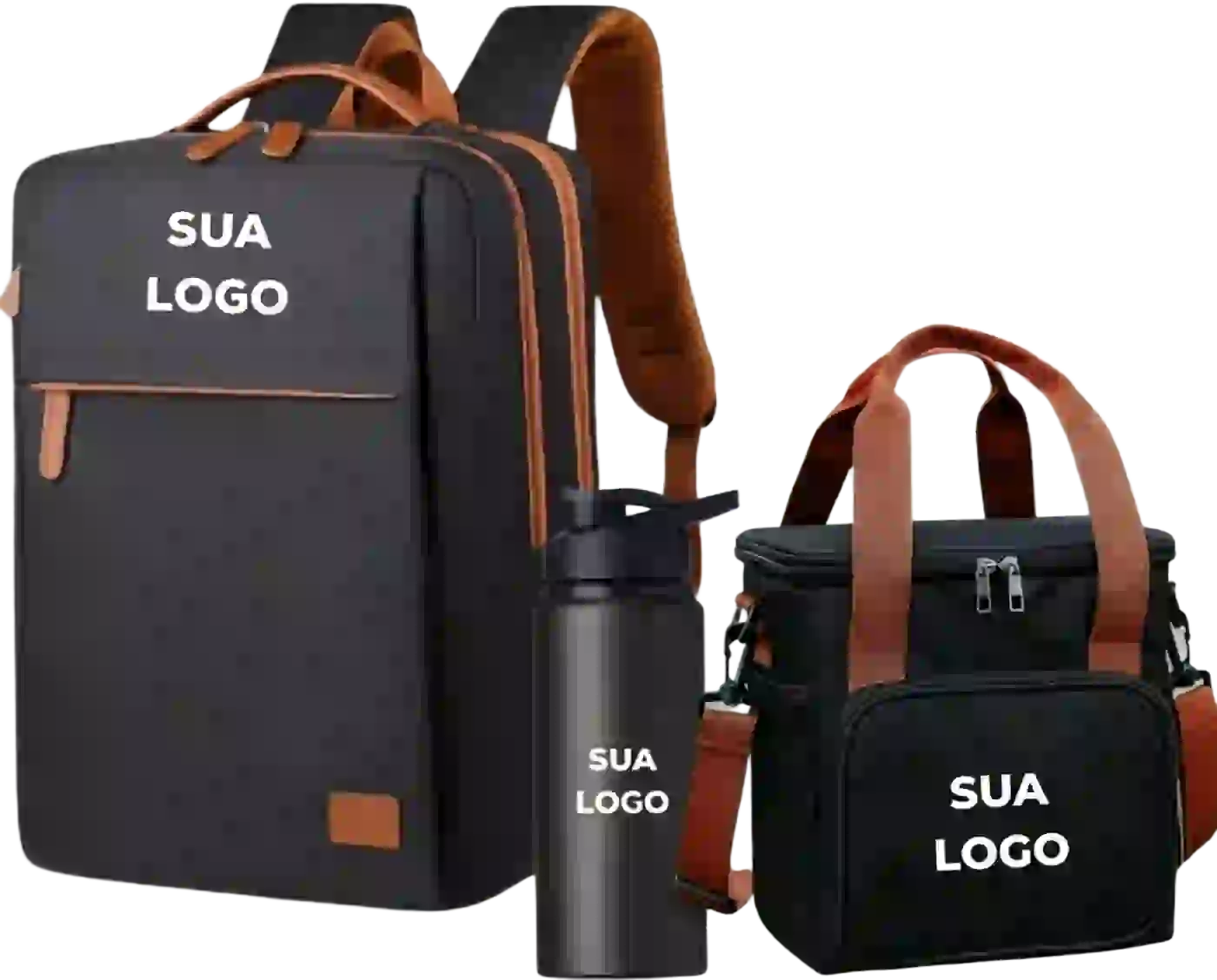 Kit Web Bolsas personalizado: mochila, garrafa térmica e bolsa térmica com a sua logo